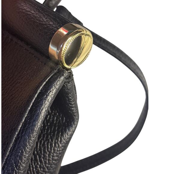 Vintage Italian Black Leather Structured Handbag - Picture 7 of 16